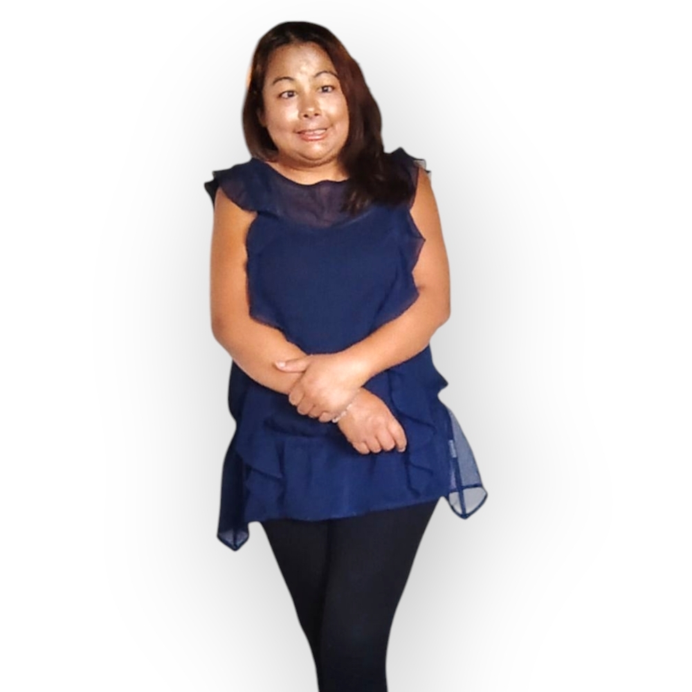 Jonathan Martin Navy Ruffle Blouse - Picture 3 of 16